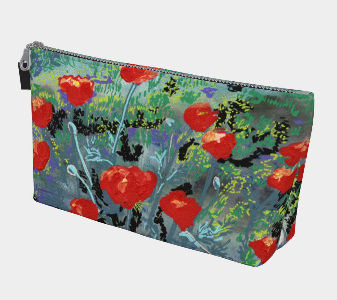 "Poppies in a Field" Large Accessory Pouch T-Bottom
