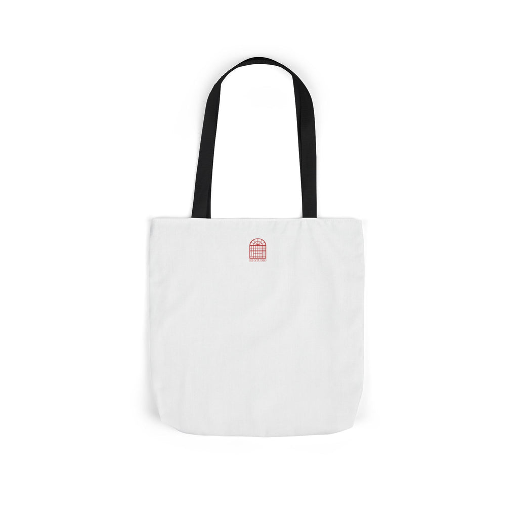 Optic White Canvas Tote Bag, Black Straps "NYC Skyline Blue Out"