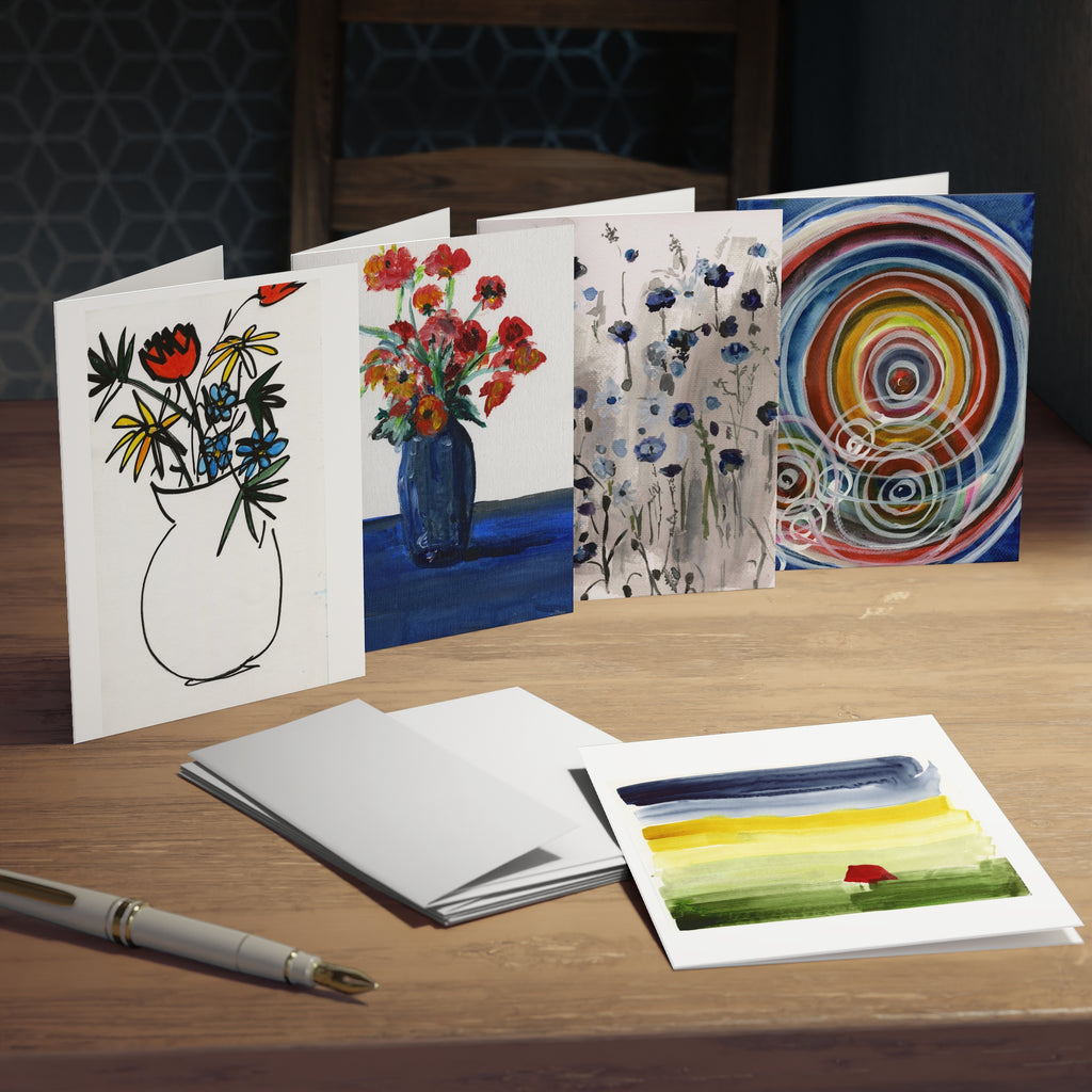 Multi-Design Greeting Cards (5-Pack) Poppies in Blue Vase and more