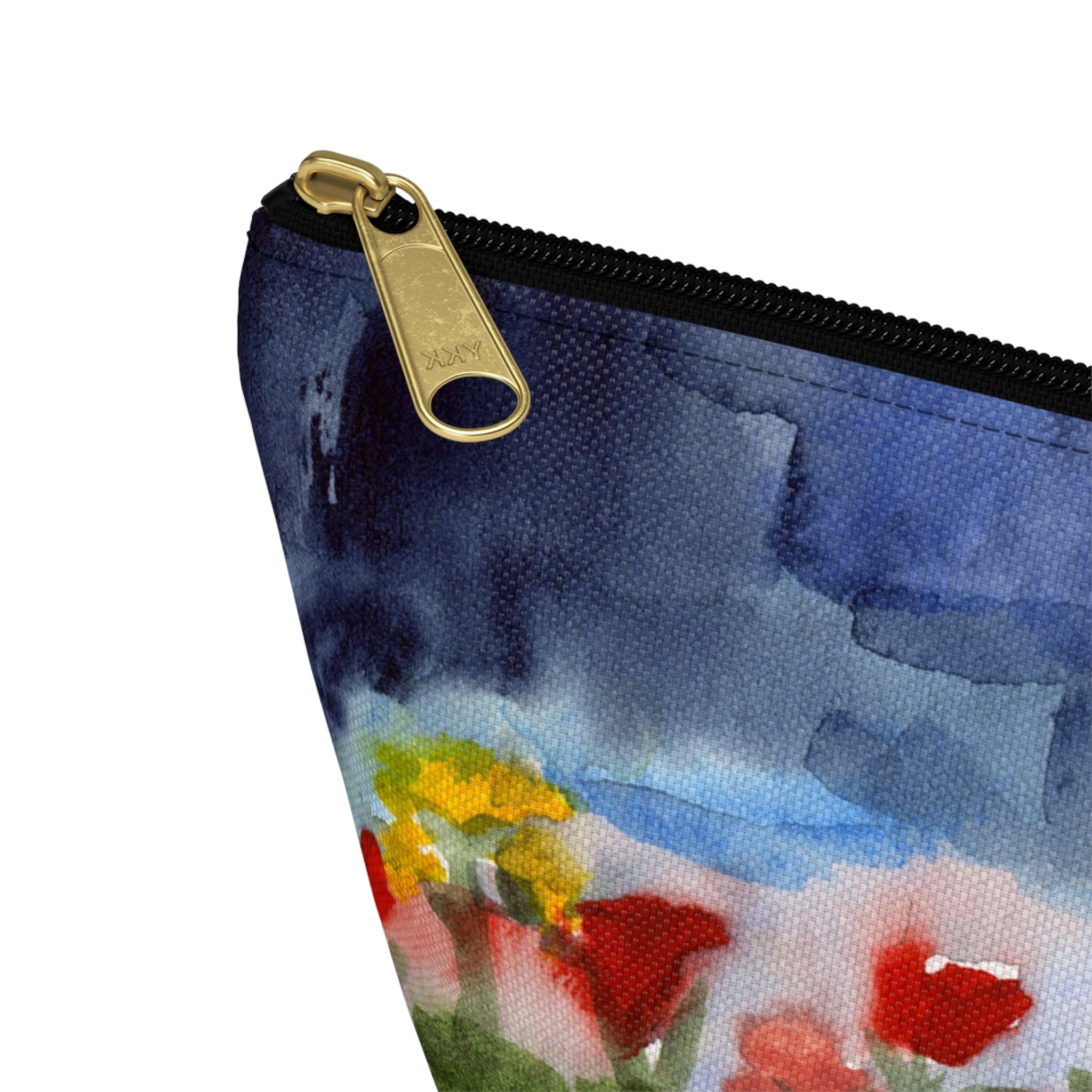 Accessory Pouch w T-bottom "NYC Skyline Flowers"