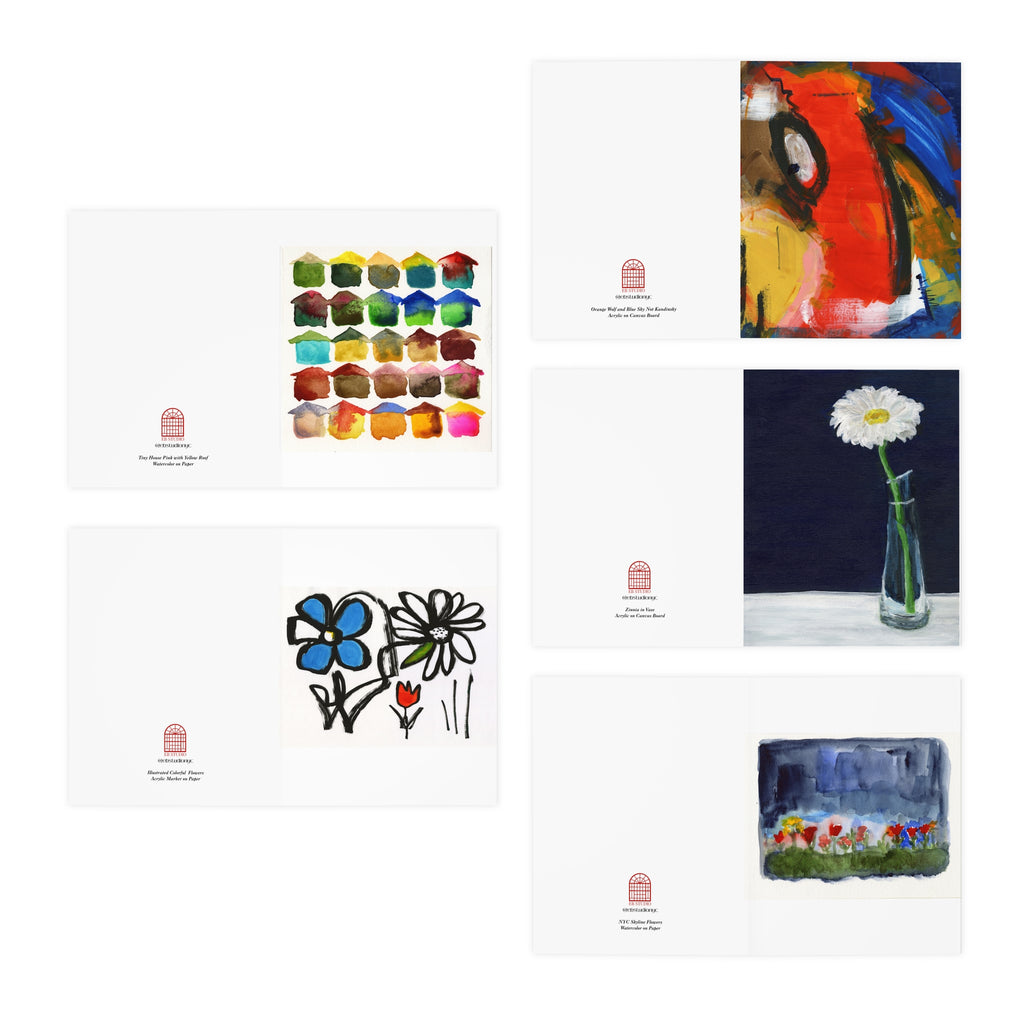 Multi-Design Greeting Cards (5-Pack) Zinnia in Vase and more