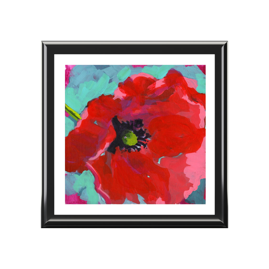 Ebony Keepsake Jewelry Box "Borrowed Garden Poppy"