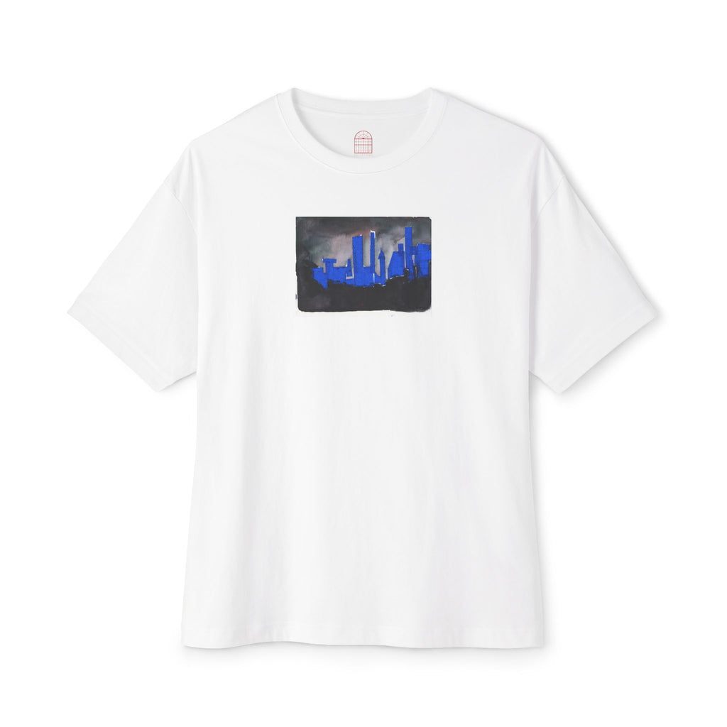 "NYC Skyline Blue Out" Unisex Oversized Boxy Tee
