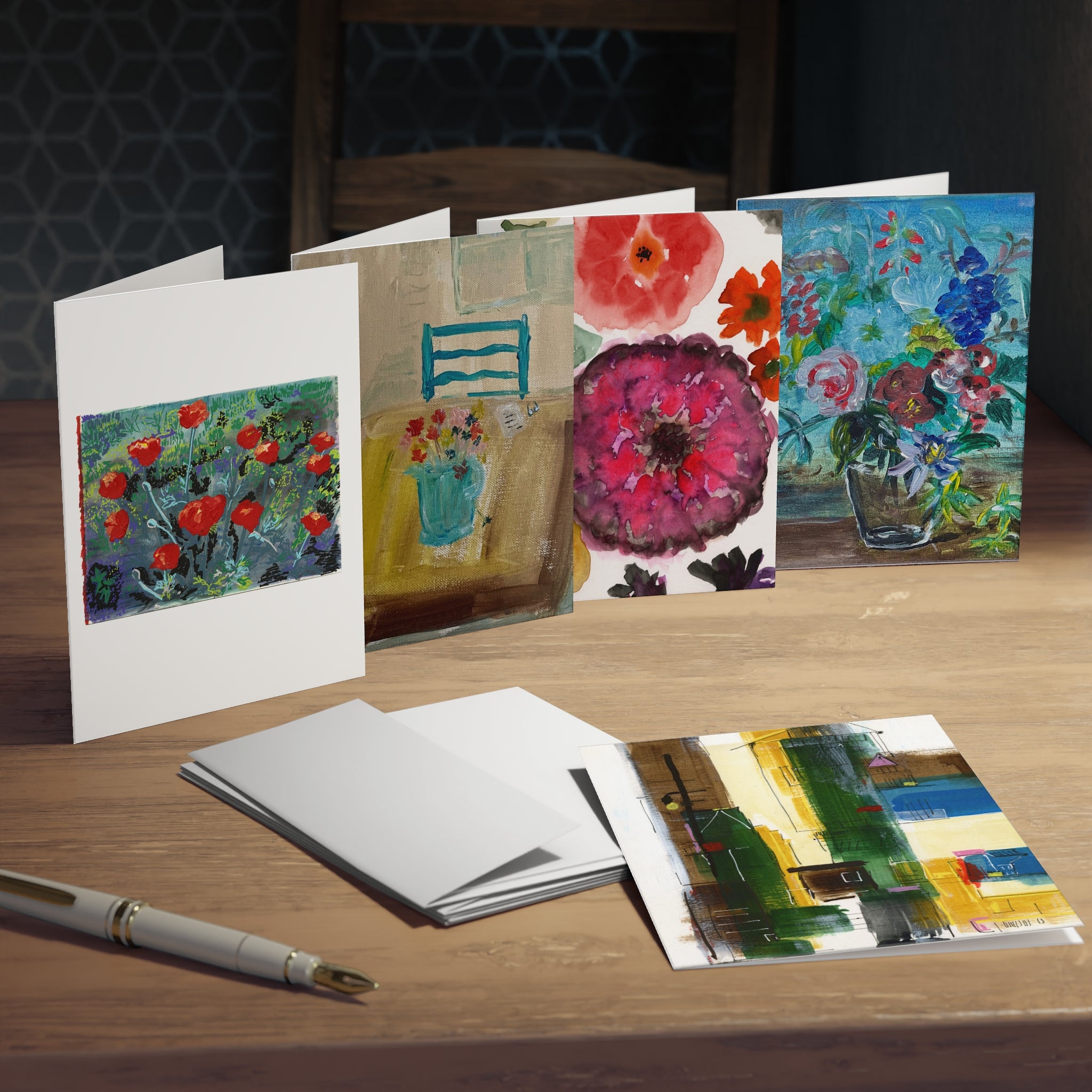 Multi-Design Greeting Cards (5-Pack) Tie-Dye Flowers and more