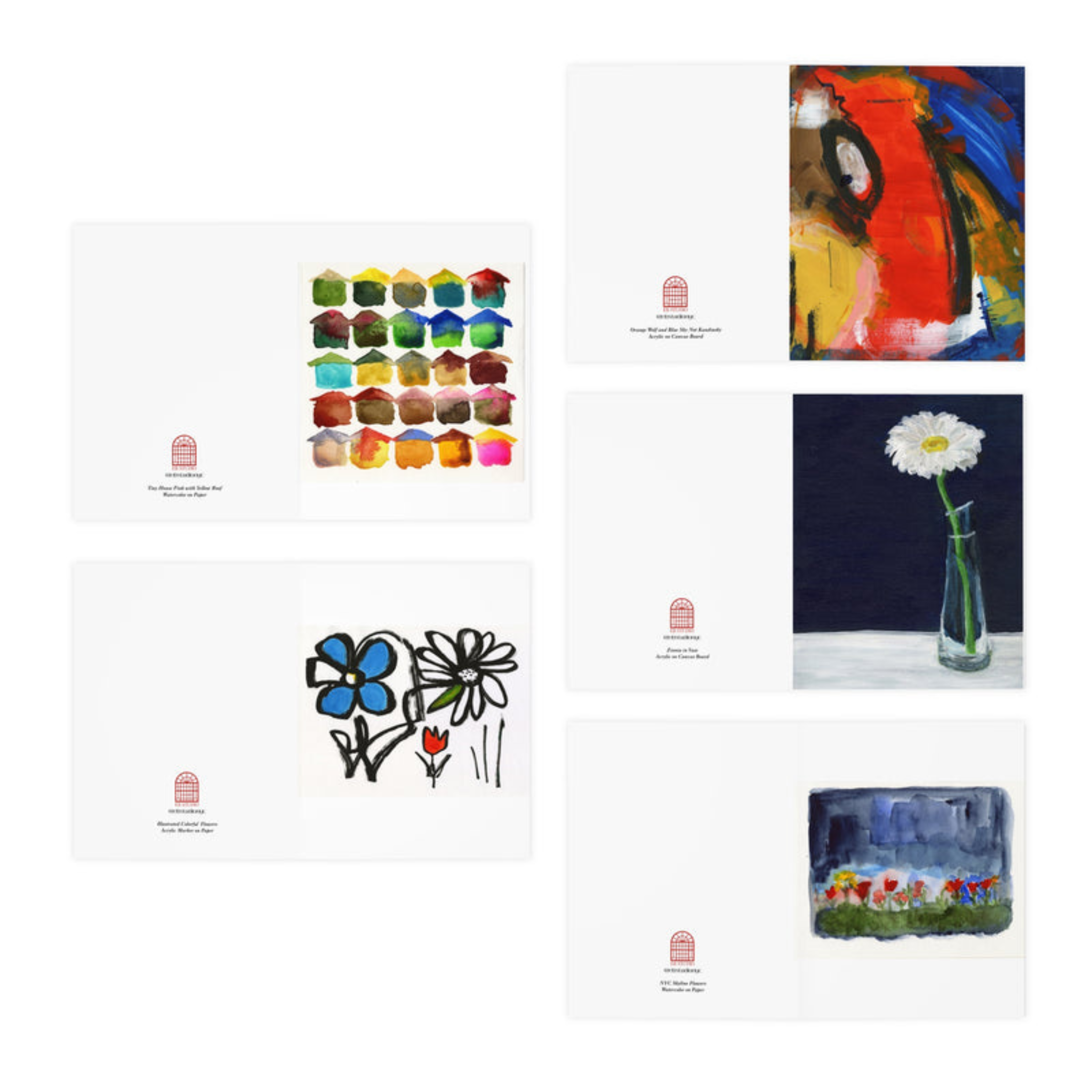 Zinnia in Vase & More Greeting Card Set (5-Pack)