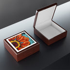 Mahogany Keepsake Jewelry Box Orange Zinnia