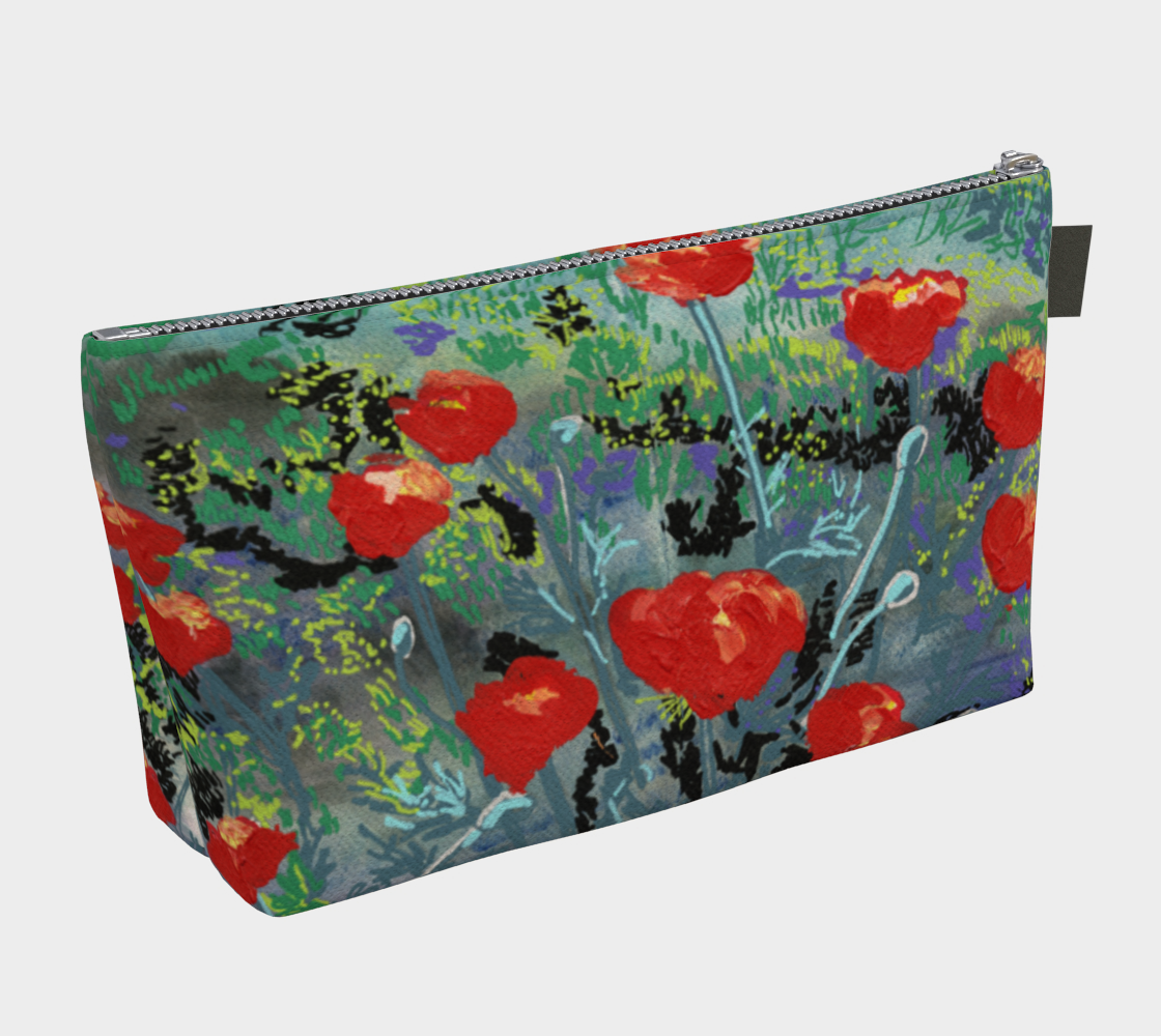 "Poppies in a Field" Large Accessory Pouch T-Bottom