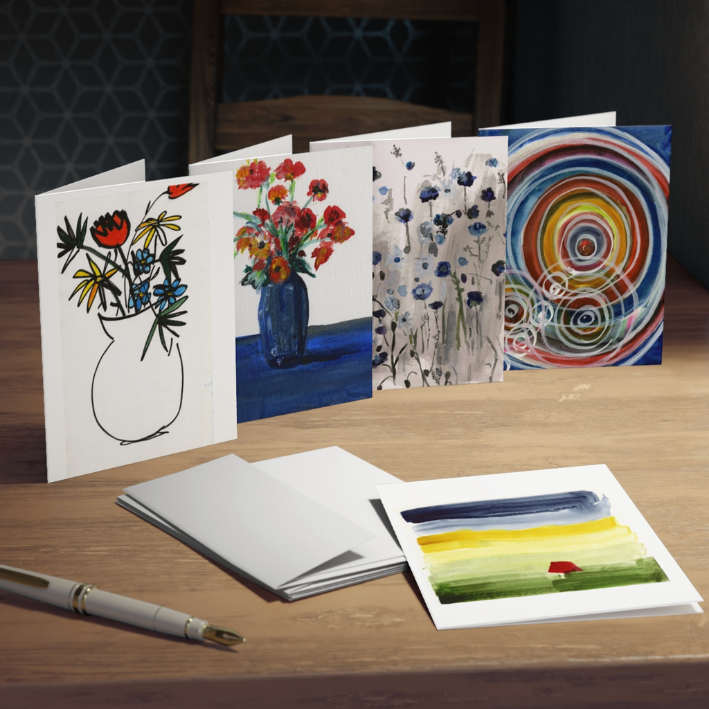 Poppies in Blue Vase & More Greeting Card Set (5-Pack)