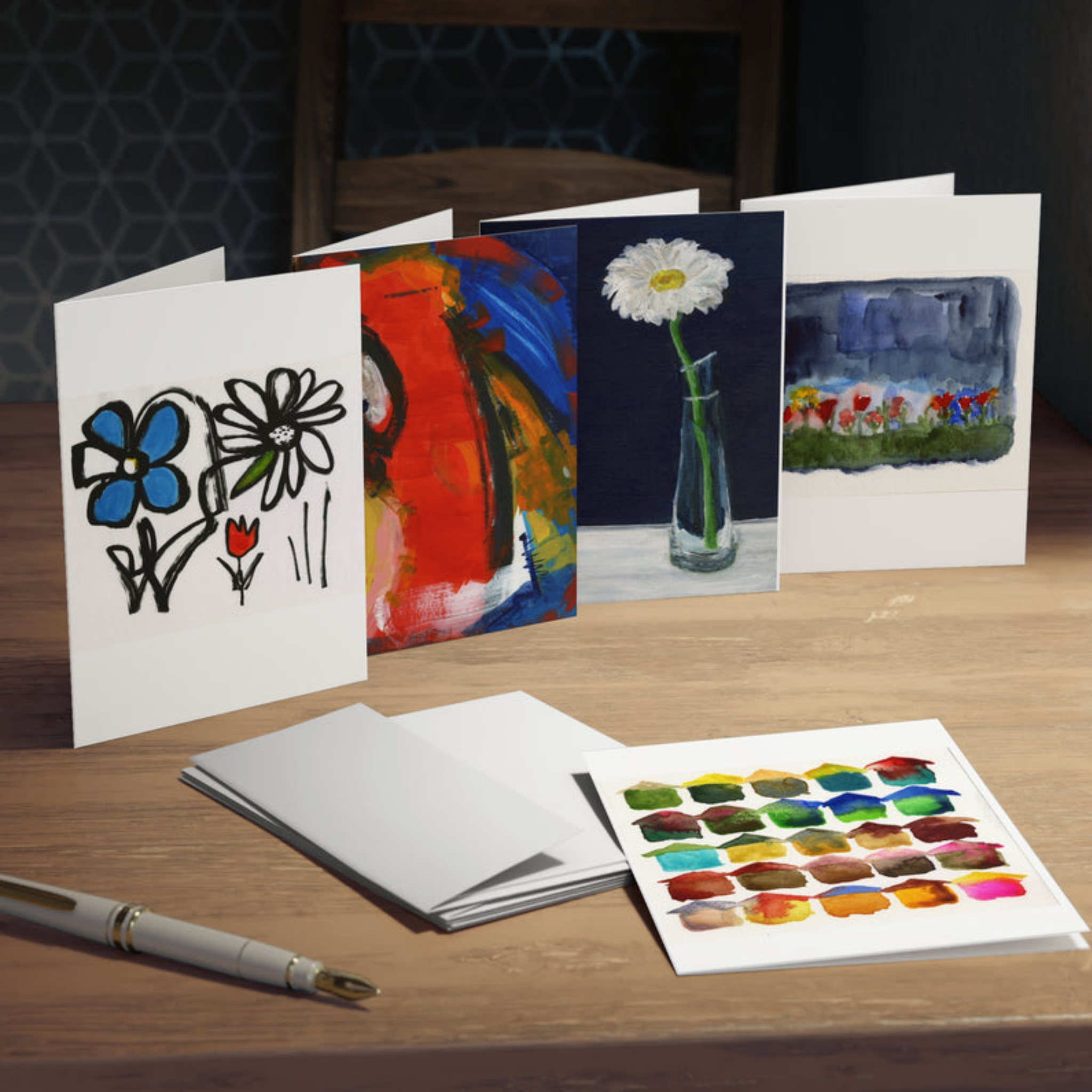 Zinnia in Vase & More Greeting Card Set (5-Pack)