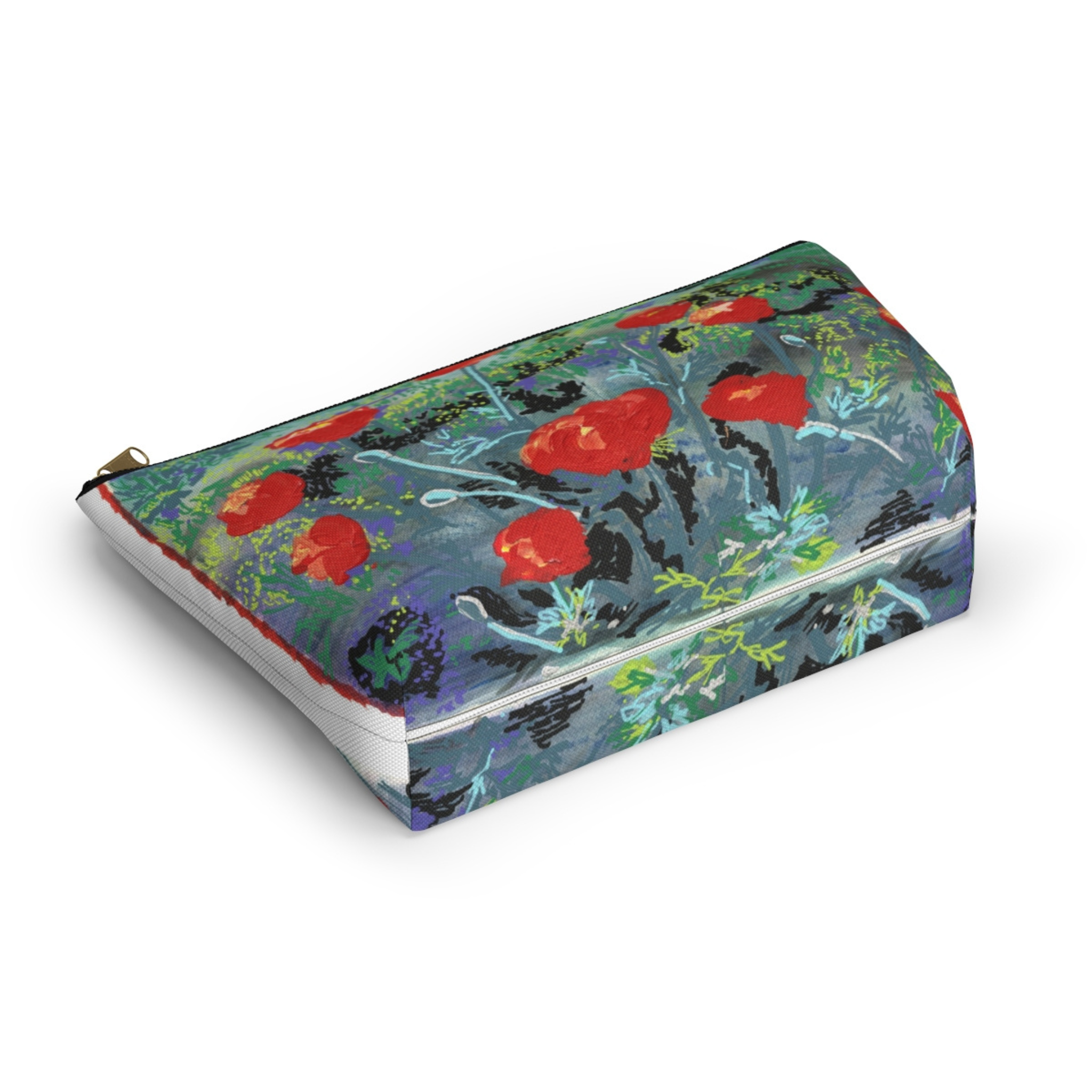 "Poppies in a Field" Large Accessory Pouch T-Bottom