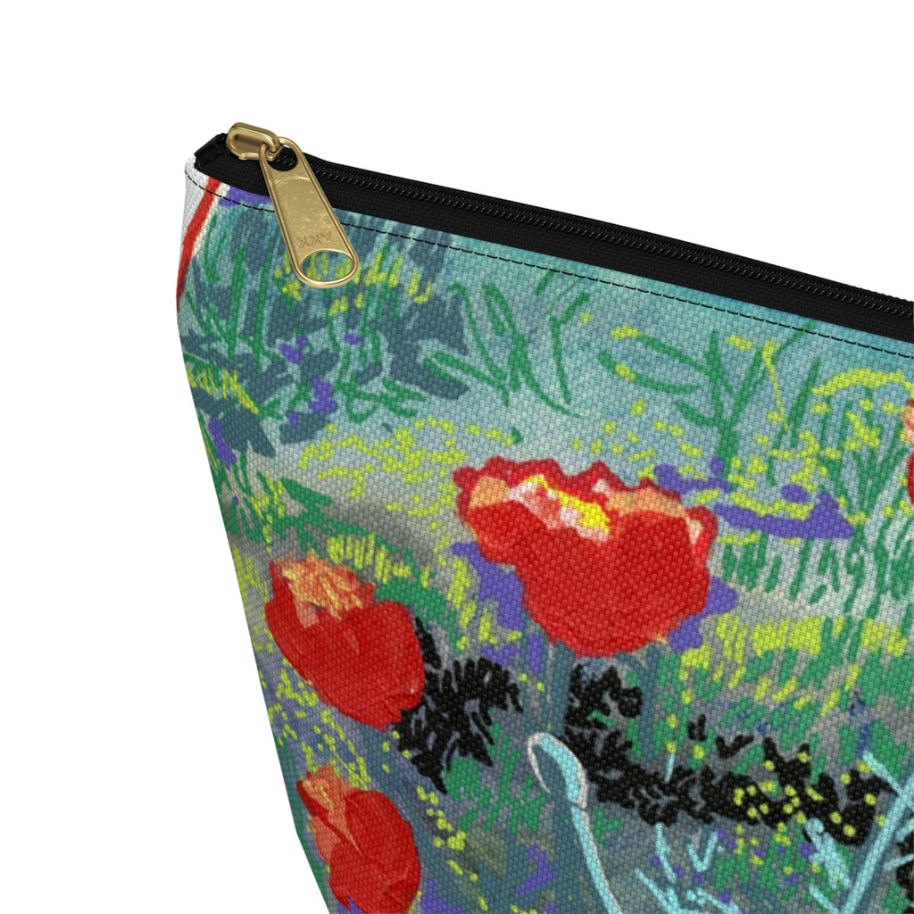 "Poppies in a Field" Large Accessory Pouch T-Bottom