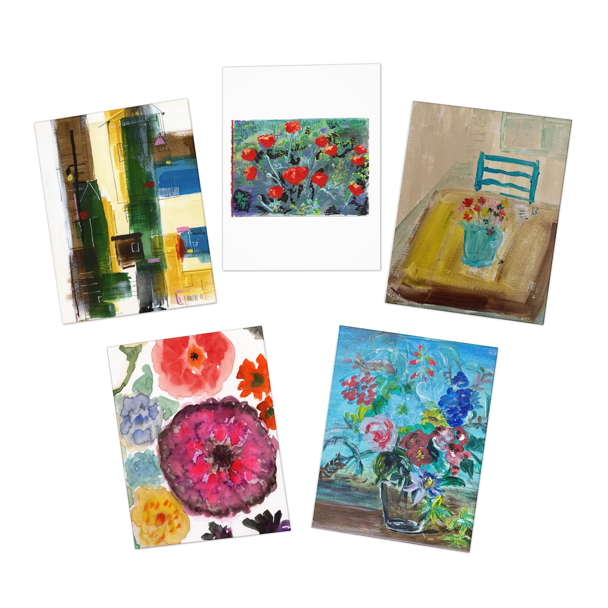 Multi-Design Greeting Cards (5-Pack) Tie-Dye Flowers and more