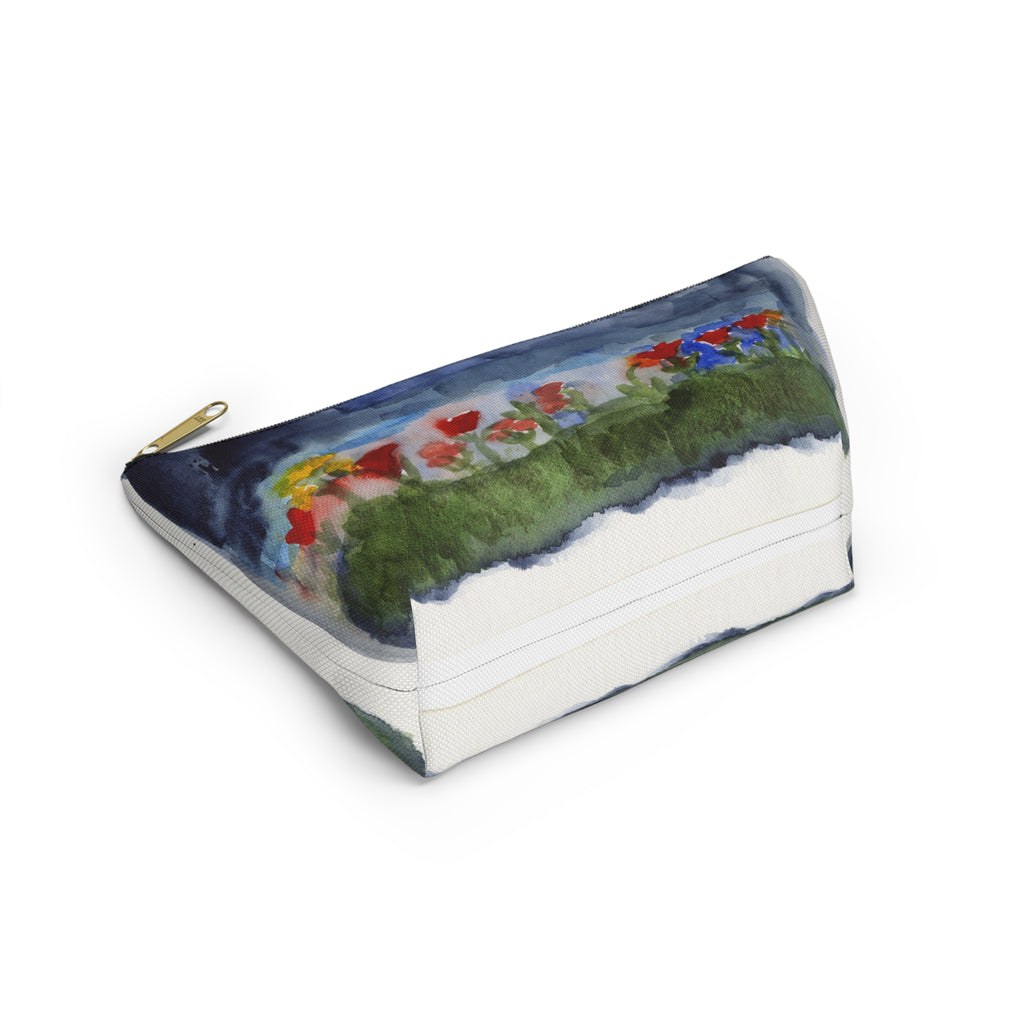 Accessory Pouch w T-bottom "NYC Skyline Flowers"