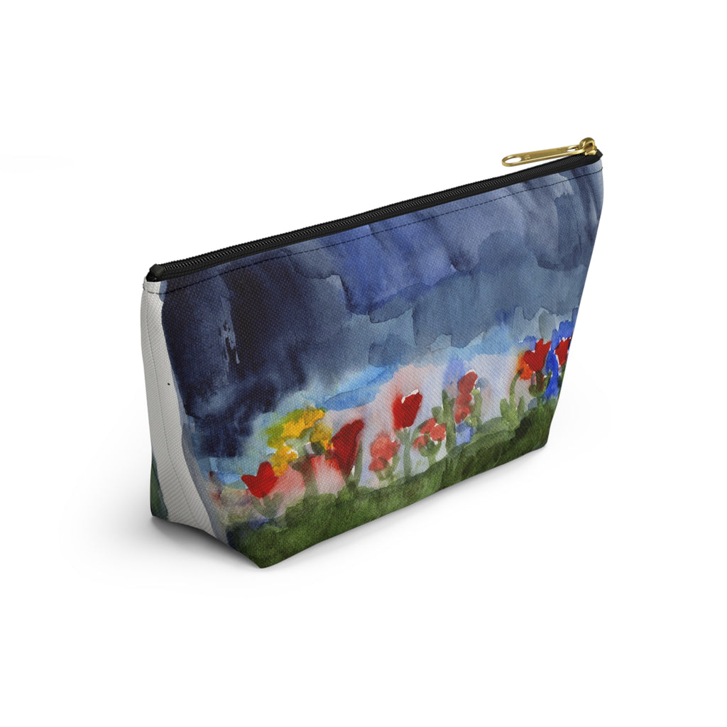 Accessory Pouch w T-bottom "NYC Skyline Flowers"