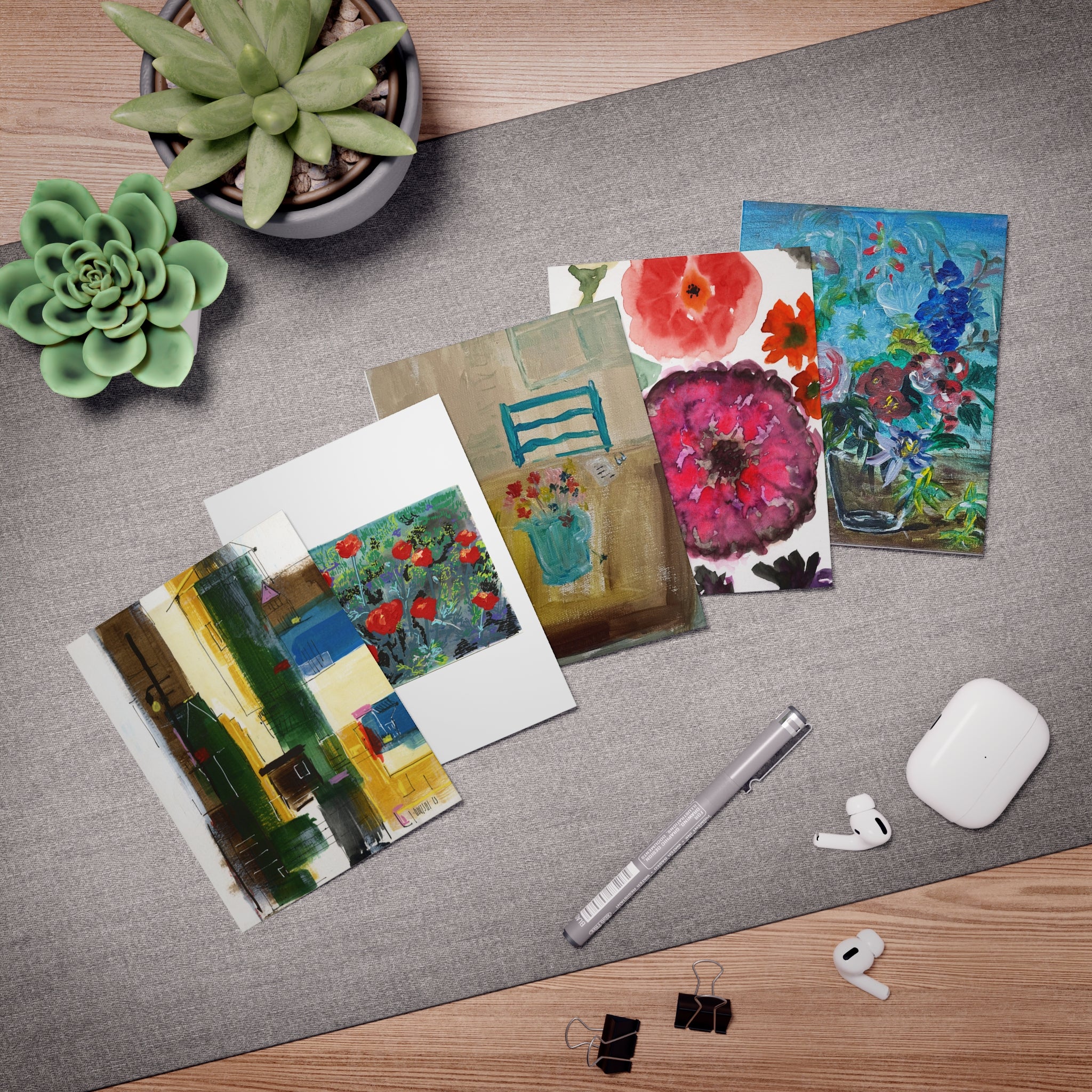 Multi-Design Greeting Cards (5-Pack) Tie-Dye Flowers and more