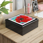 Ebony Keepsake Jewelry Box "Borrowed Garden Poppy"