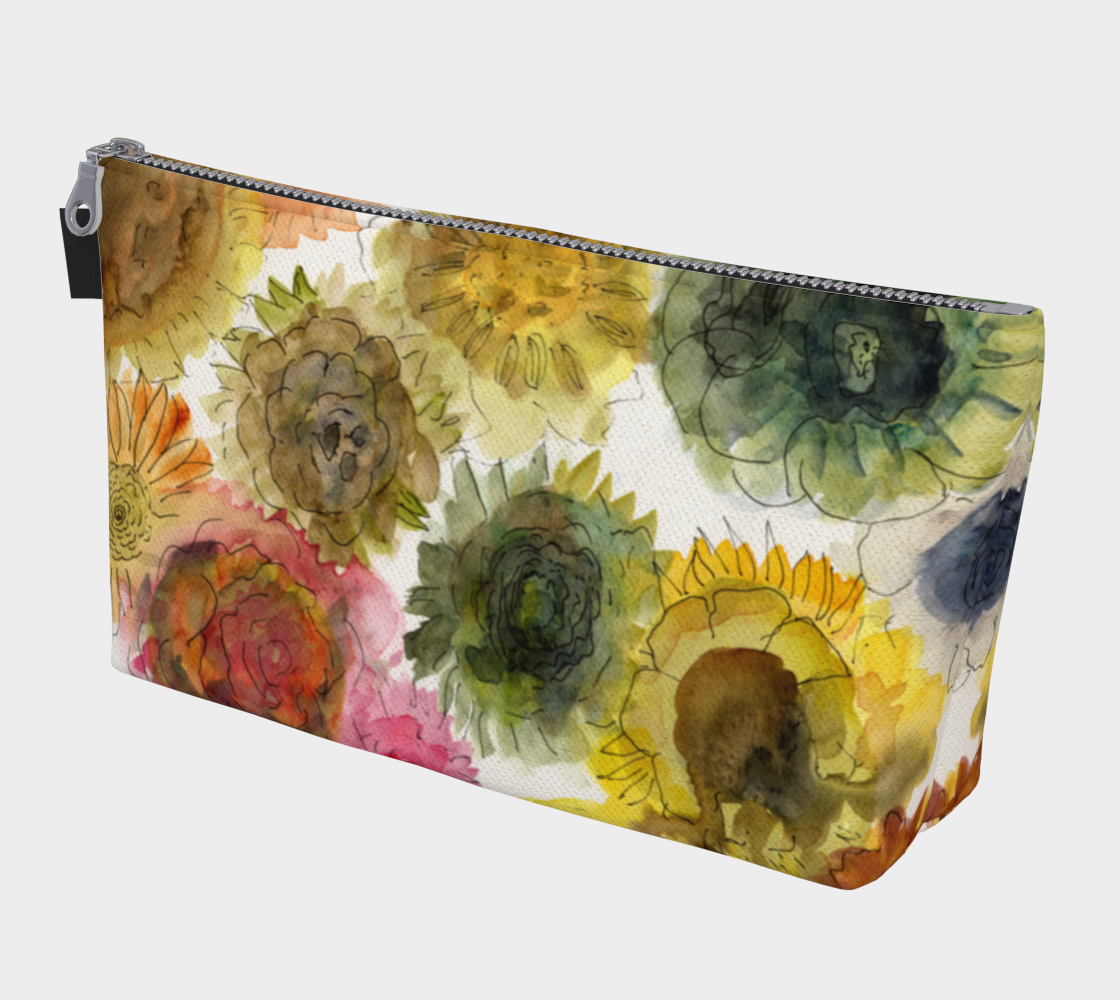 "Sunflowers on the Loose" Small Accessory Pouch T-Bottom