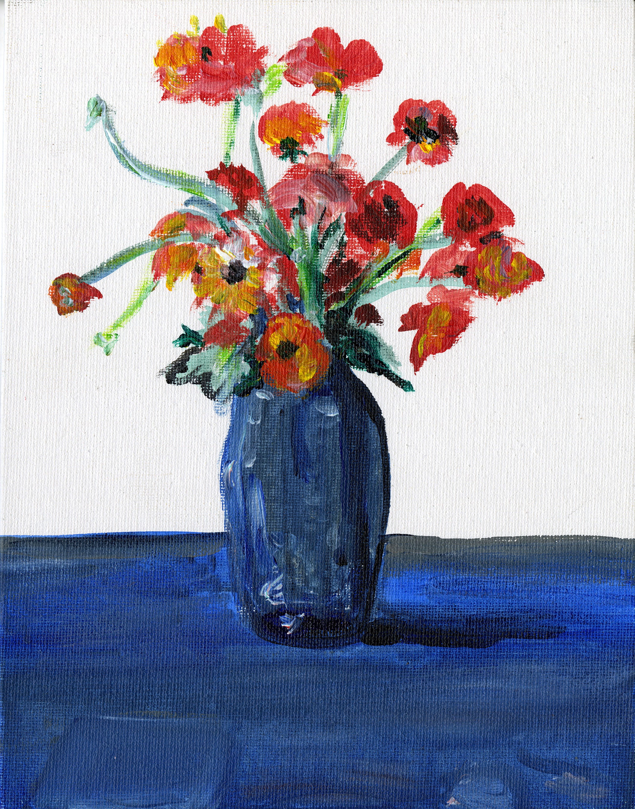 Bodega Garden - Poppies in Blue Vase