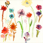 Colorful watercolor flowers on a white background