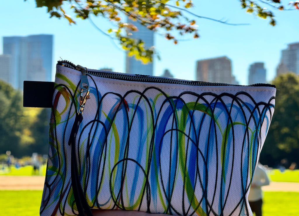 "Homegrown Graffiti Colorful Squiggles" Handmade Canvas Zipper  Dual-Sided Carry-all