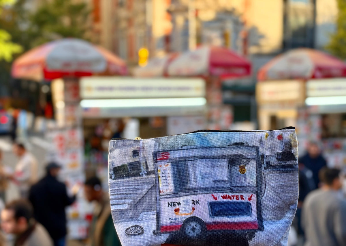 "Hot Dogs to Go at The Met" Accessory Large Pouch w T-bottom