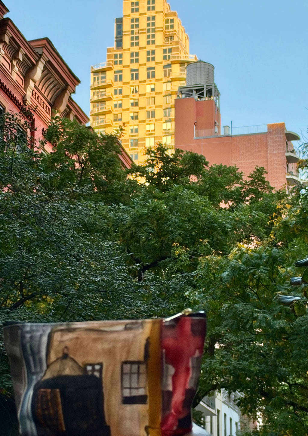 "NYC Water Tower" Accessory Small Pouch with T-Bottom