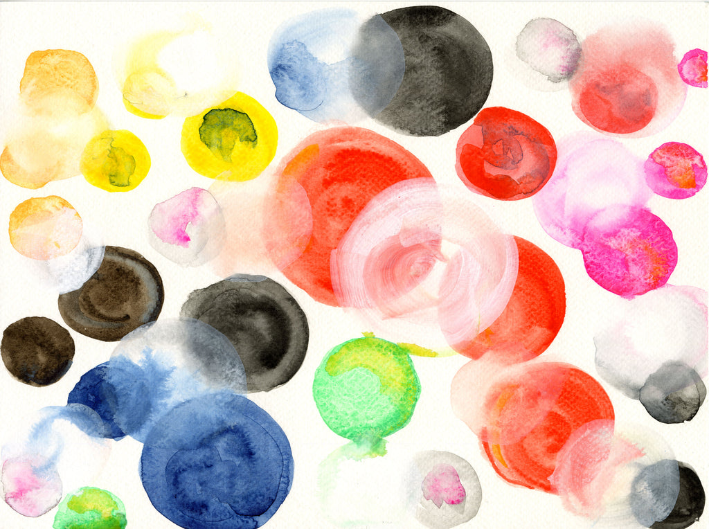 Colorful watercolor circles on a white background