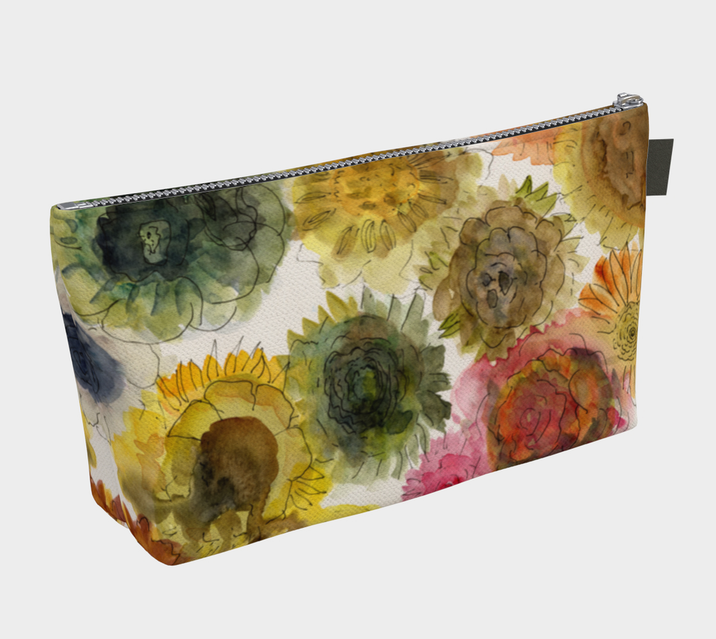 "Sunflowers on the Loose" Small Accessory Pouch T-Bottom